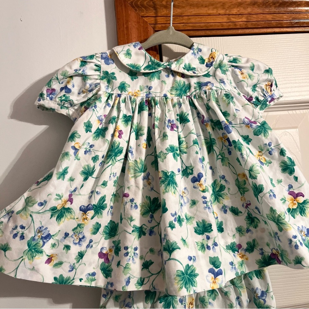 Peaches ‘n Cream Floral Cotton 2 pc Dress and Matching Diaper Cover